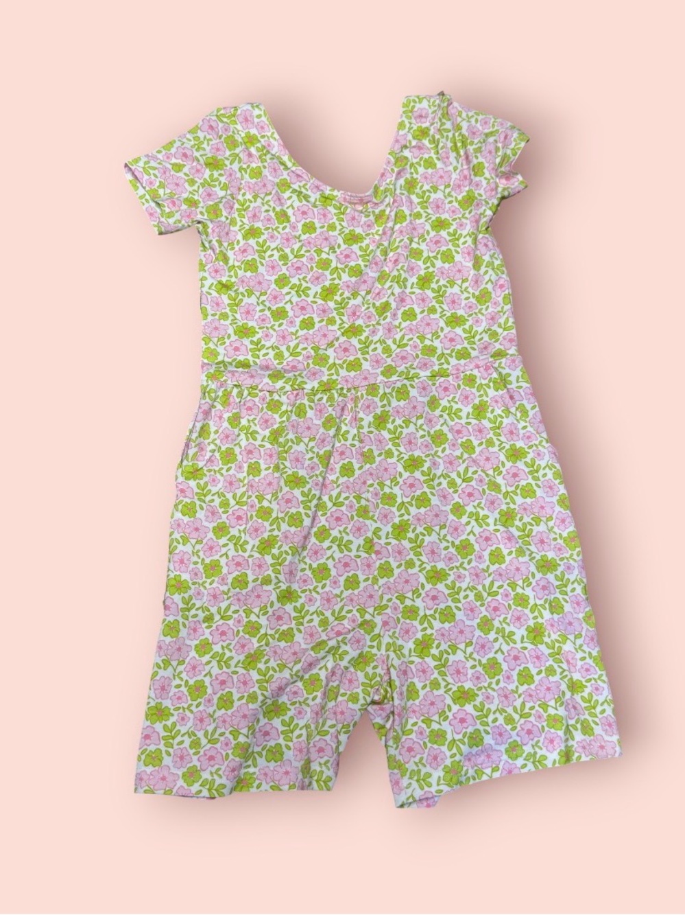 NWOT Pink and Green Floral Short Romper